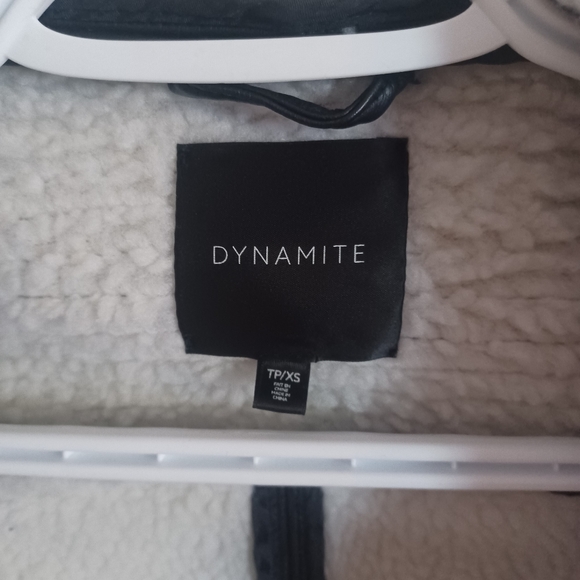 XS Dynamite Black Faux Leather & Sherpa Jacket - Picture 4 of 5